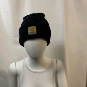 Carhartt Black Knitted Logo Beanie with Skull-Cap Design